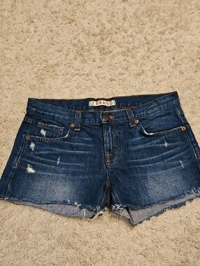 005p  J Brand Distressed Dark Indigo Denim Cutoff Shorts
